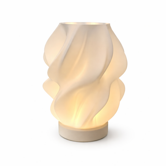 Abstract lamp 3D printed in Australia — modern sculptural home lighting - warm tone