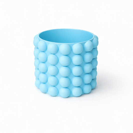Bubble planter 3D printed in Australia — modern shatterproof indoor plant pot blue