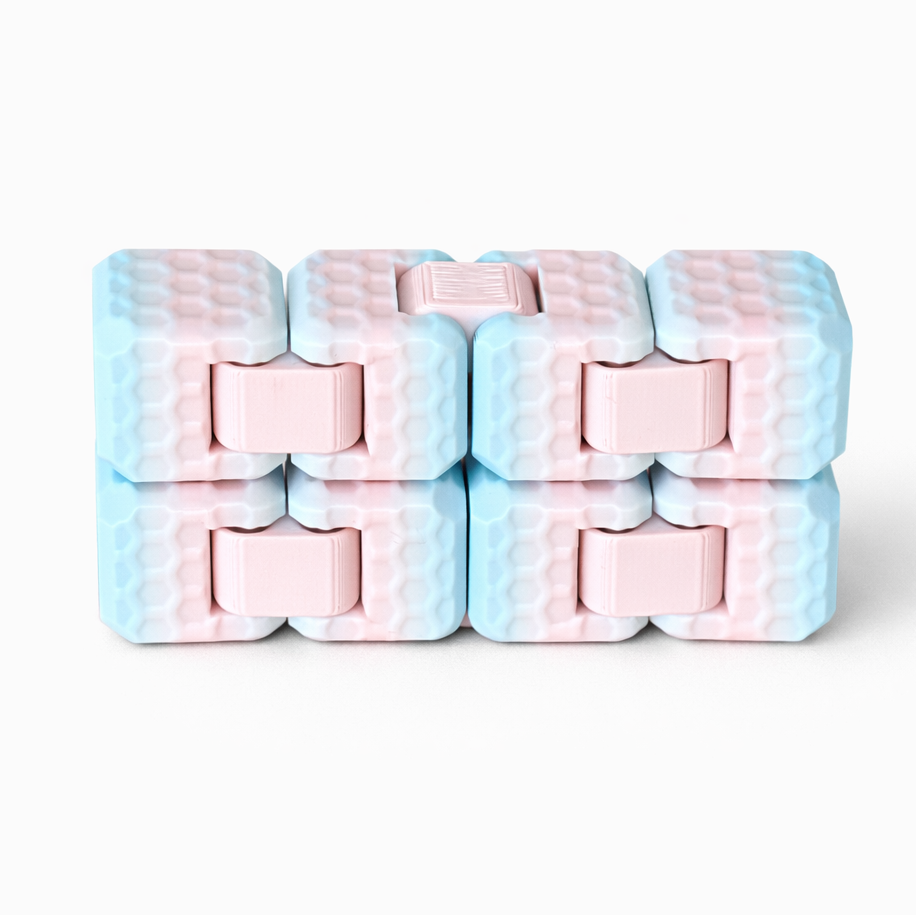 Cube fidget toy side view showing textured faces — Australian 3D printed sensory toy