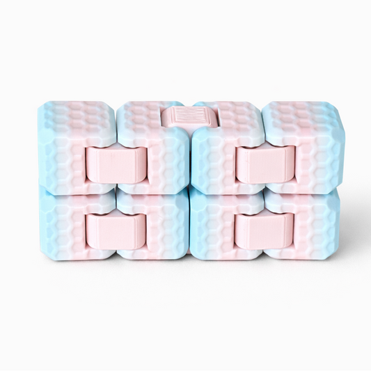 Cube fidget toy side view showing textured faces — Australian 3D printed sensory toy