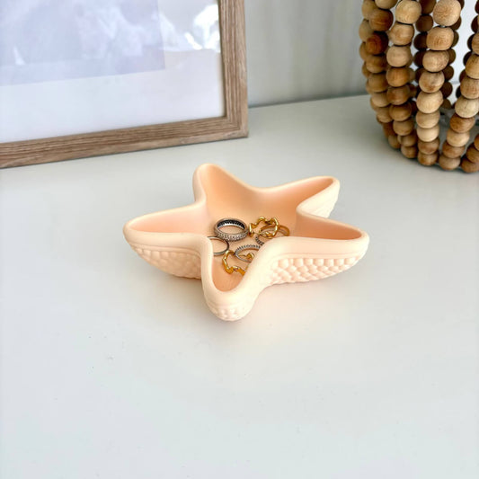 Starfish tray 3D printed styled with jewellery and rings