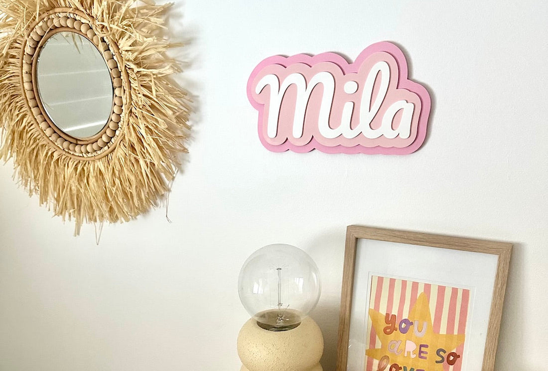 Personalised 3D printed name sign wall decor for a nursery or kids room
