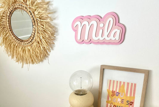 Personalised 3D printed name sign wall decor for a nursery or kids room