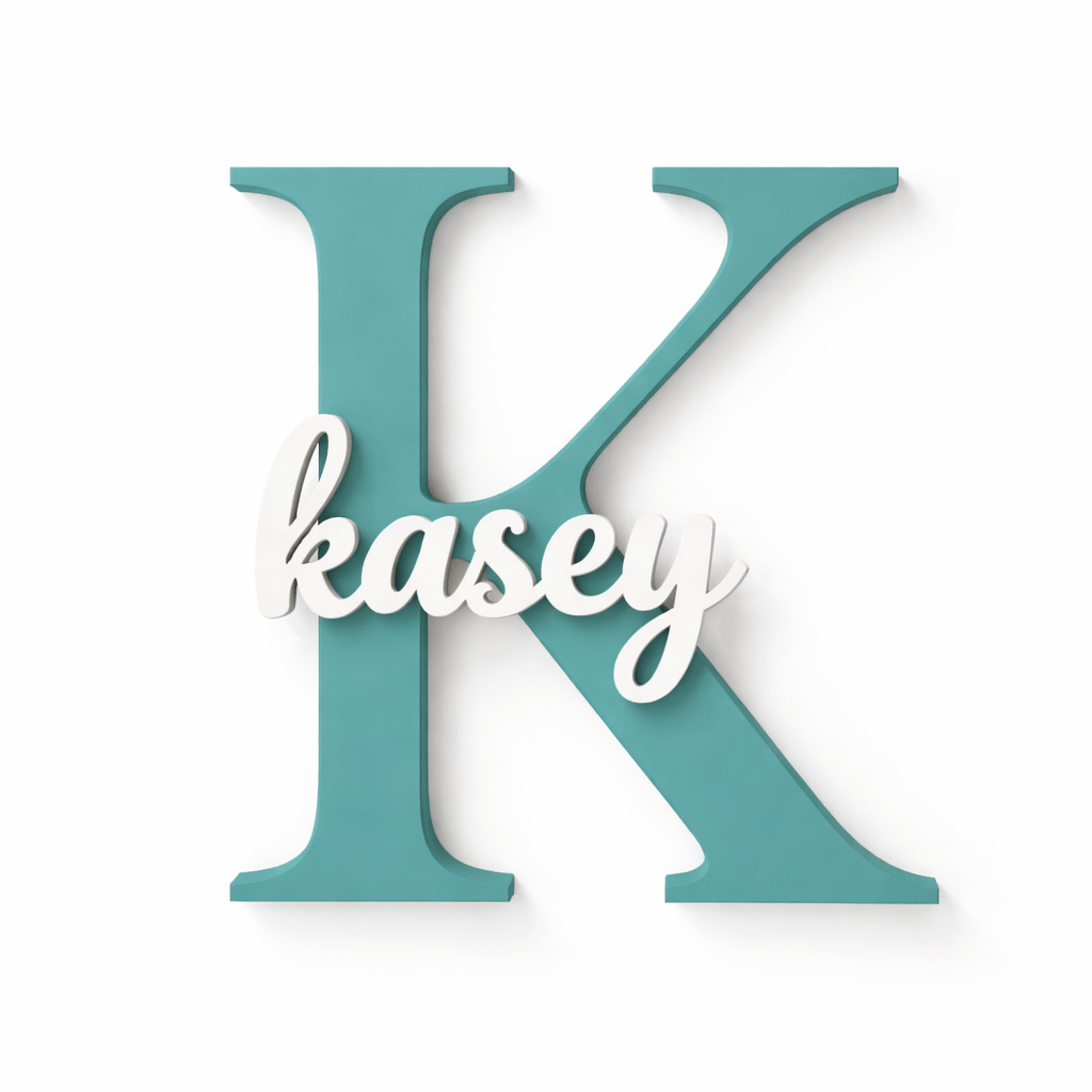 Custom Wall Decor Initial with Name on a plain white wall