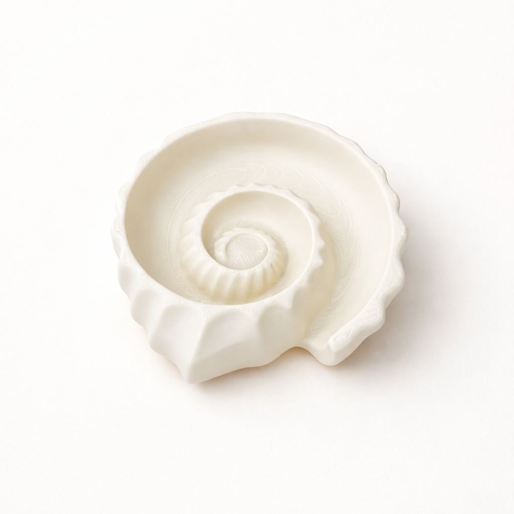 Ammonite tray 3D printed in Australia — decorative desk organiser and trinket tray