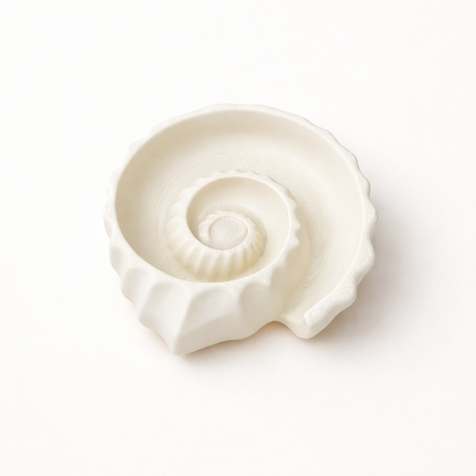 Ammonite tray 3D printed in Australia — decorative desk organiser and trinket tray