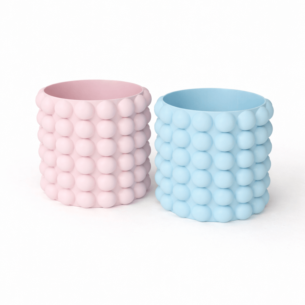 Bubble planter pair 3D printed in Australia — modern shatterproof indoor plant pot
