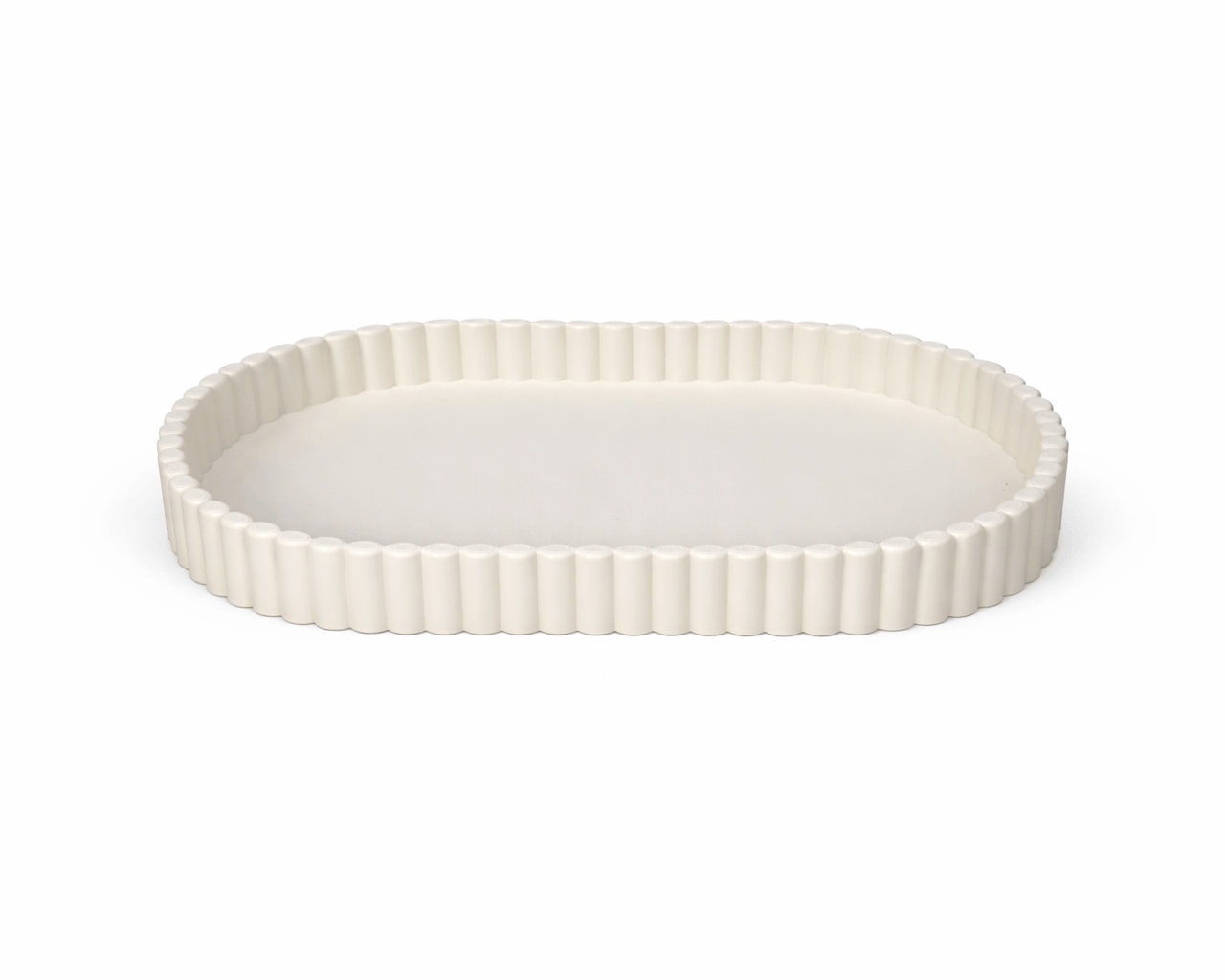 Ribbed tray 3D printed in Australia — minimalist vanity and desk organiser