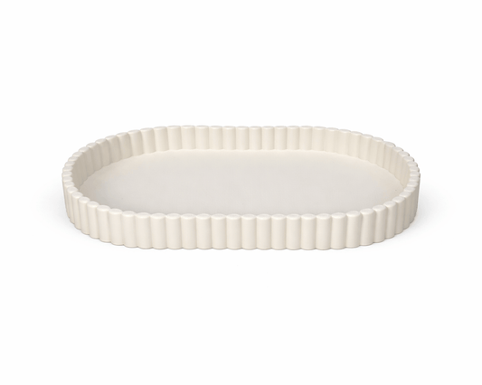 Ribbed tray 3D printed in Australia — minimalist vanity and desk organiser