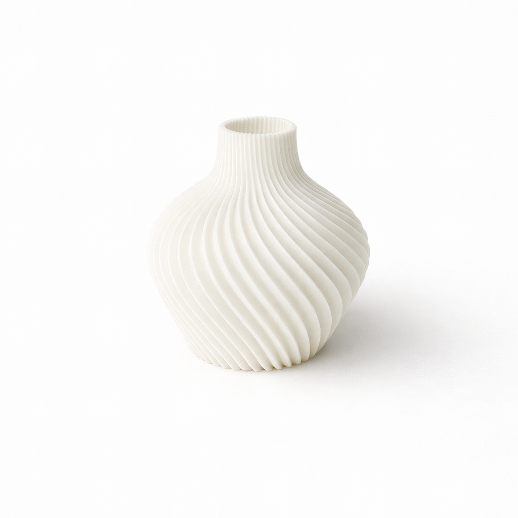 Mini spiral swirl vase 3D printed in Australia — small sculptural home decor