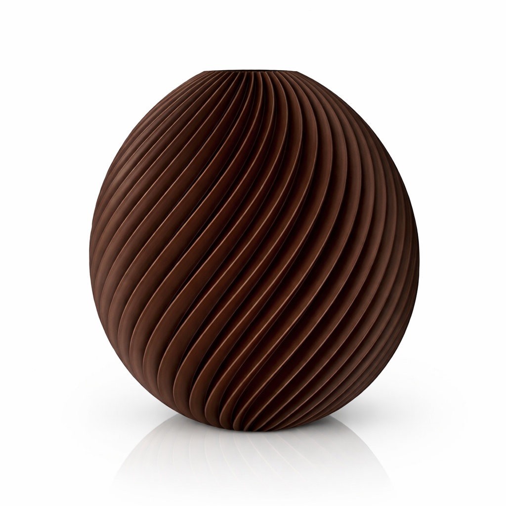 Spiral vase 3D printed in Australia — sculptural minimalist home decor