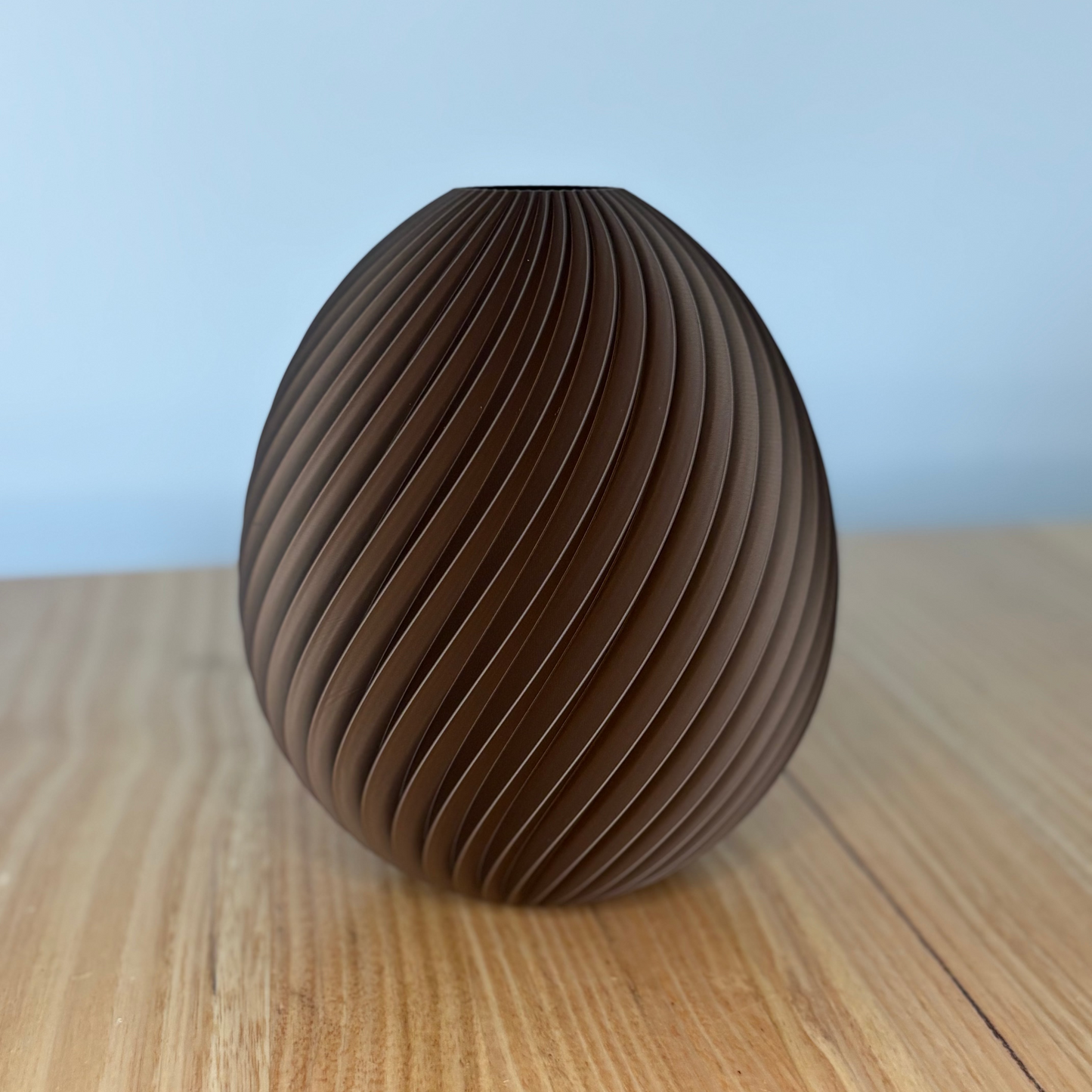 Spiral vase styled on a table — modern Australian shatterproof decor
