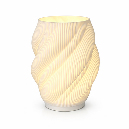 Swirl lamp 3D printed in Australia — sculptural modern side table light