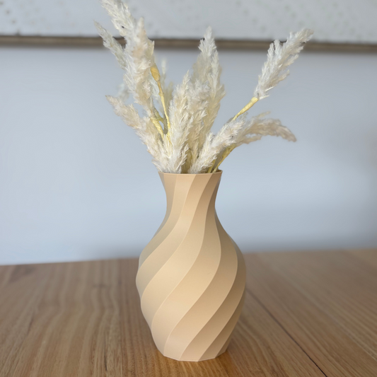 Wave vase styled with dried florals — modern shatterproof Australian decor